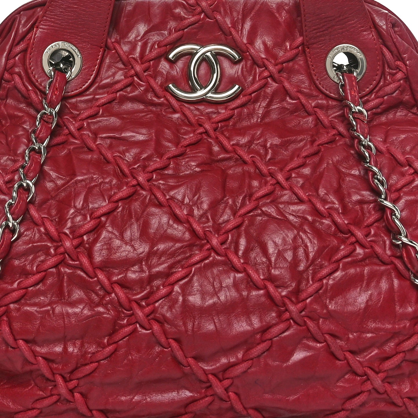 Calfskin Ultra Stitch Large Bowler Red