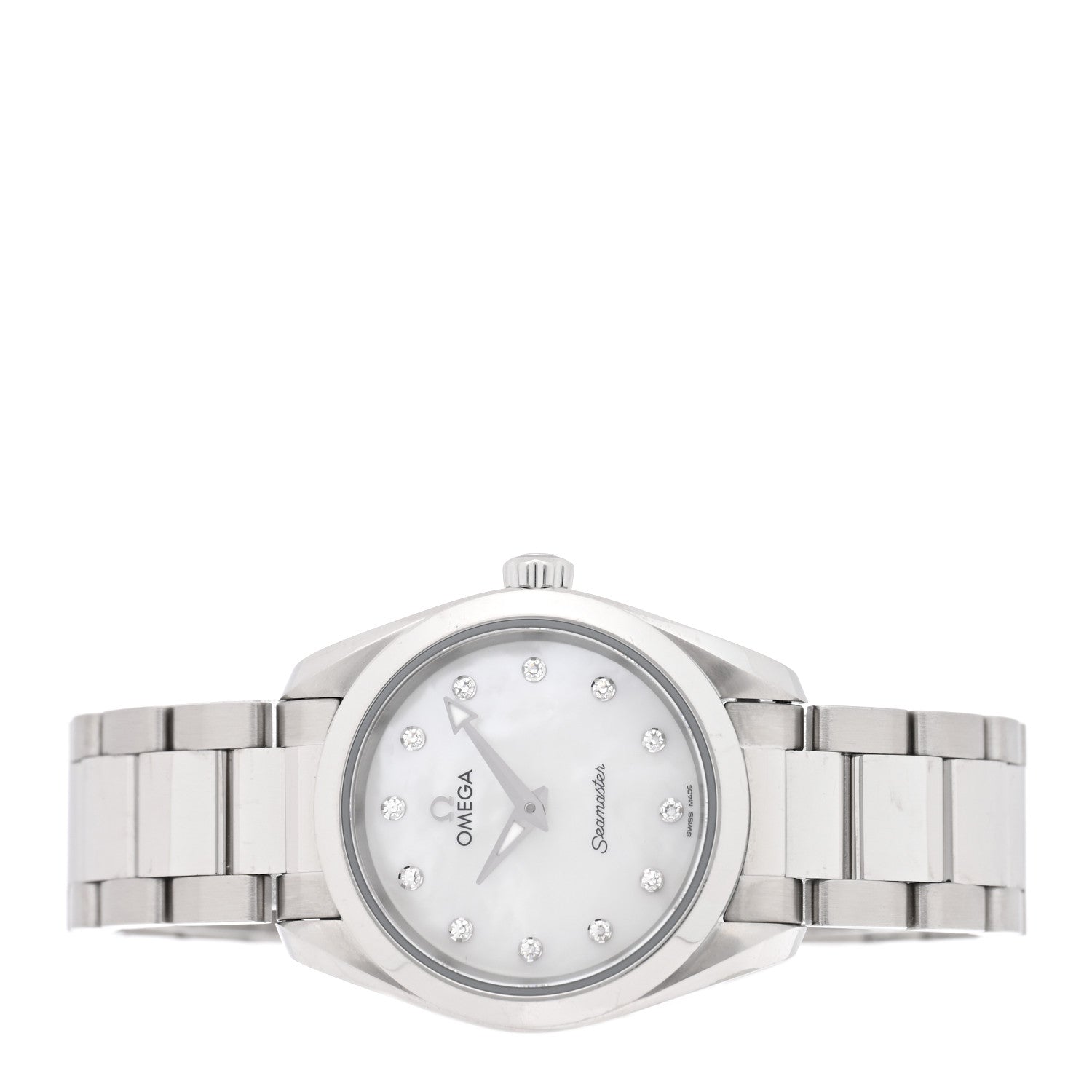 Omega Stainless Steel Diamond Mother of Pearl 28mm Seamaster Aqua Terra Quartz Watch 220.10.28.60.55.001 2 of 5