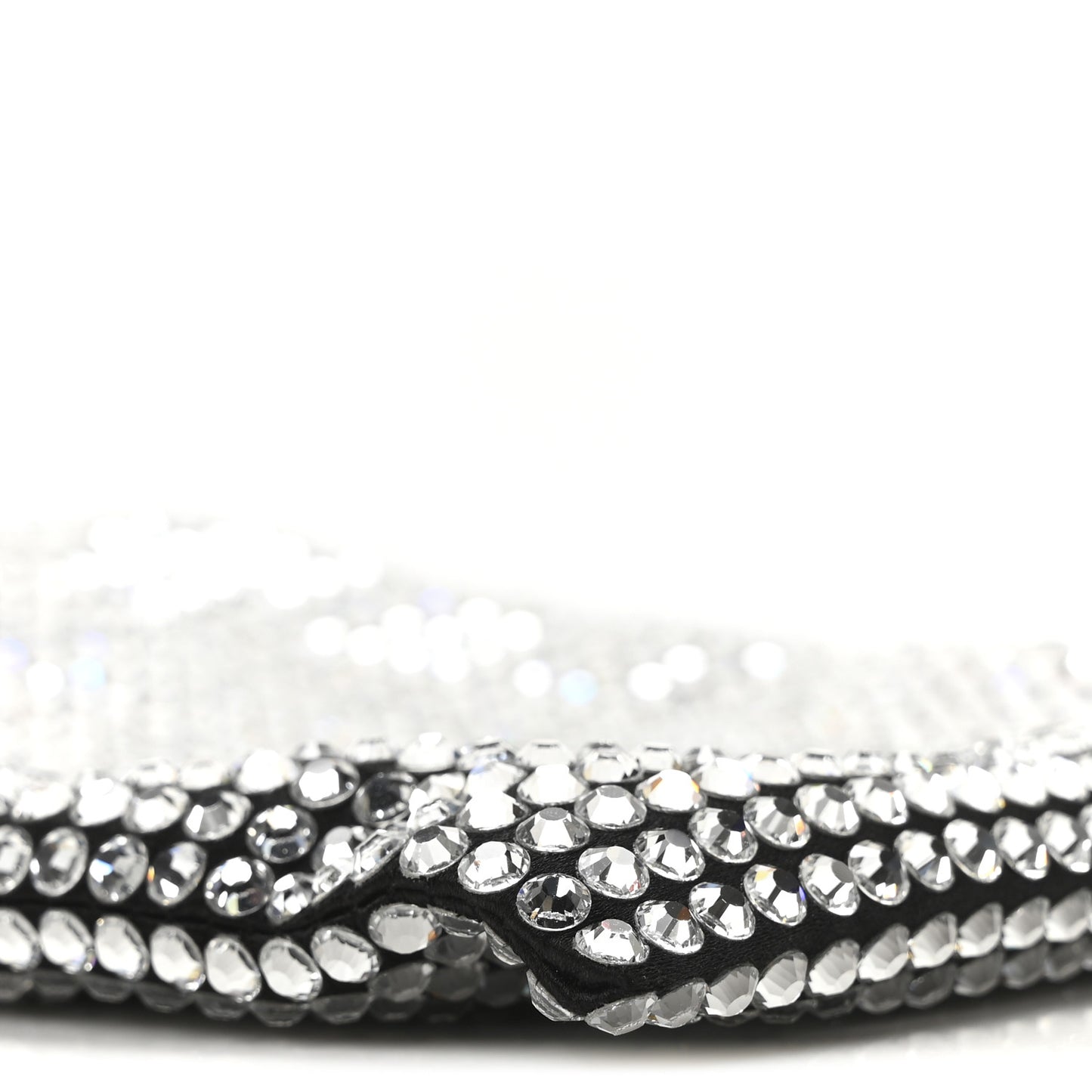 Satin Crystal Metal Triangle Logo Chain Crossbody Handbag Cristal