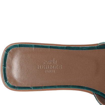 Hermes Shiny Alligator Oran Sandals 36 Emeraude 7 of 11