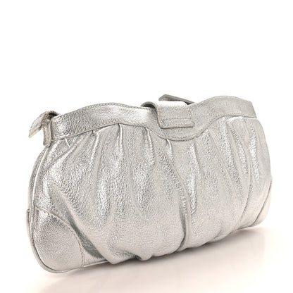 Salvatore Ferragamo Metallic Calfskin Small Gancini Clutch Silver 4 of 16