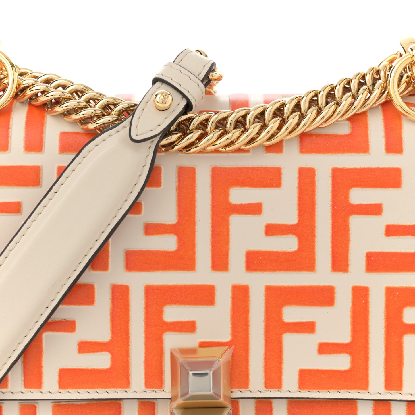 Vitello Liberty Bi-Color FF 1974 Embossed Small Kan I Shoulder Bag Camelia Aranciata