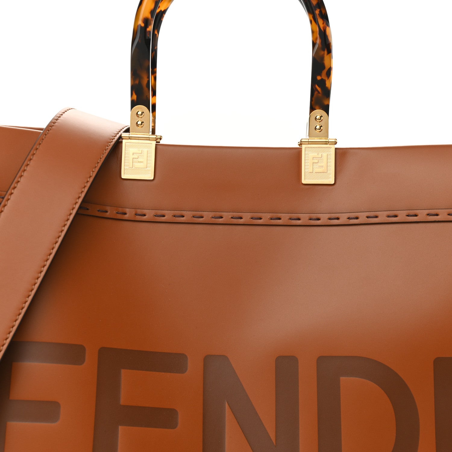 Fendi Vitello King Plexiglass Medium Fendi Sunshine Shopper Tote Cuoio 8 of 11