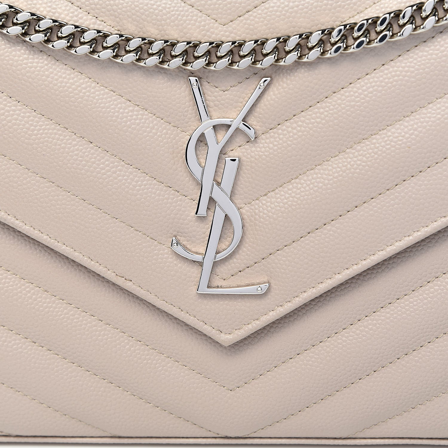 Saint Laurent Grain De Poudre Matelasse Chevron Monogram Chain Wallet Rose Poudre 10 of 11