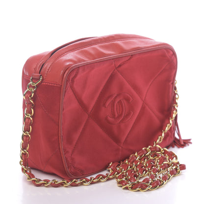 Chanel Satin Quilted CC Tassel Camera Case Red 2 of 10