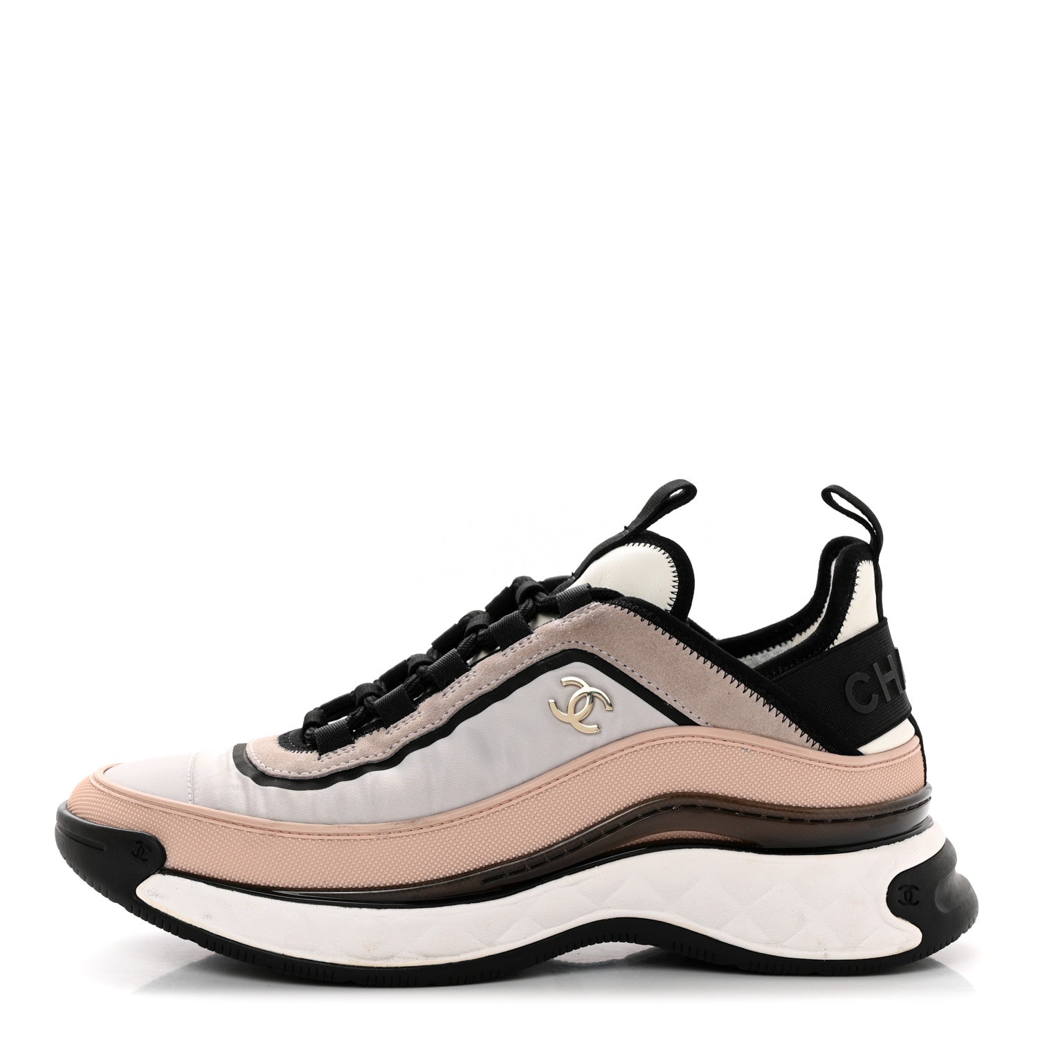 Chanel Suede Calfskin Mixed Fibers CC Sneakers 39 Pink Grey 1 of 13