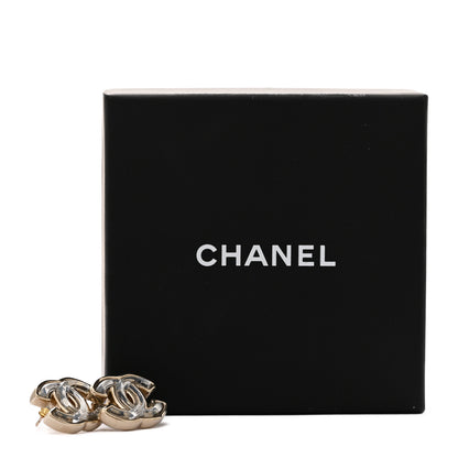 Chanel Metal Transparent Enamel CC Earrings Gold 5 of 5
