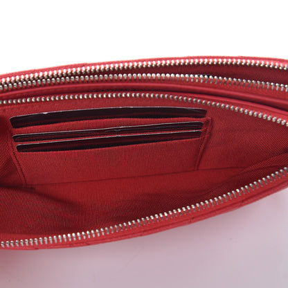 Chanel Caviar Chevron Quilted Small Clutch With Chain Light Red 6 of 12