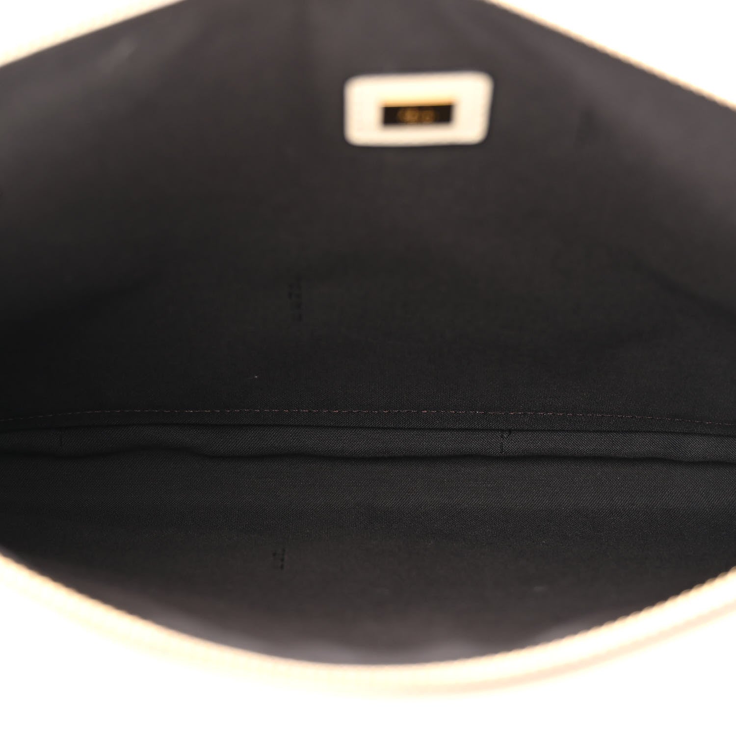 Fendi Vitello King Logo Embossed Large Flat Pouch White Ice 5 of 11