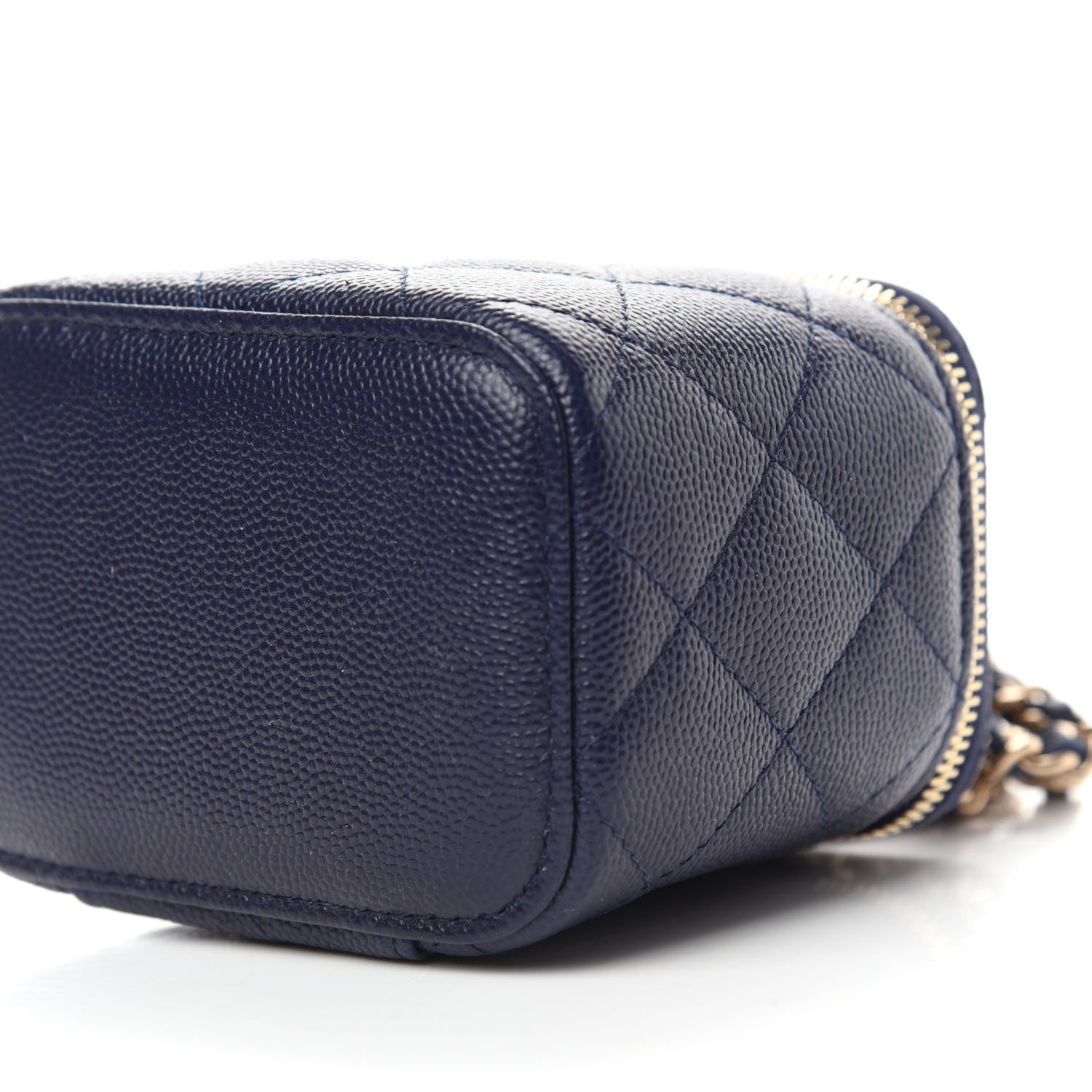 Chanel Caviar Quilted Mini Vanity Case With Chain Navy Blue 10 of 10