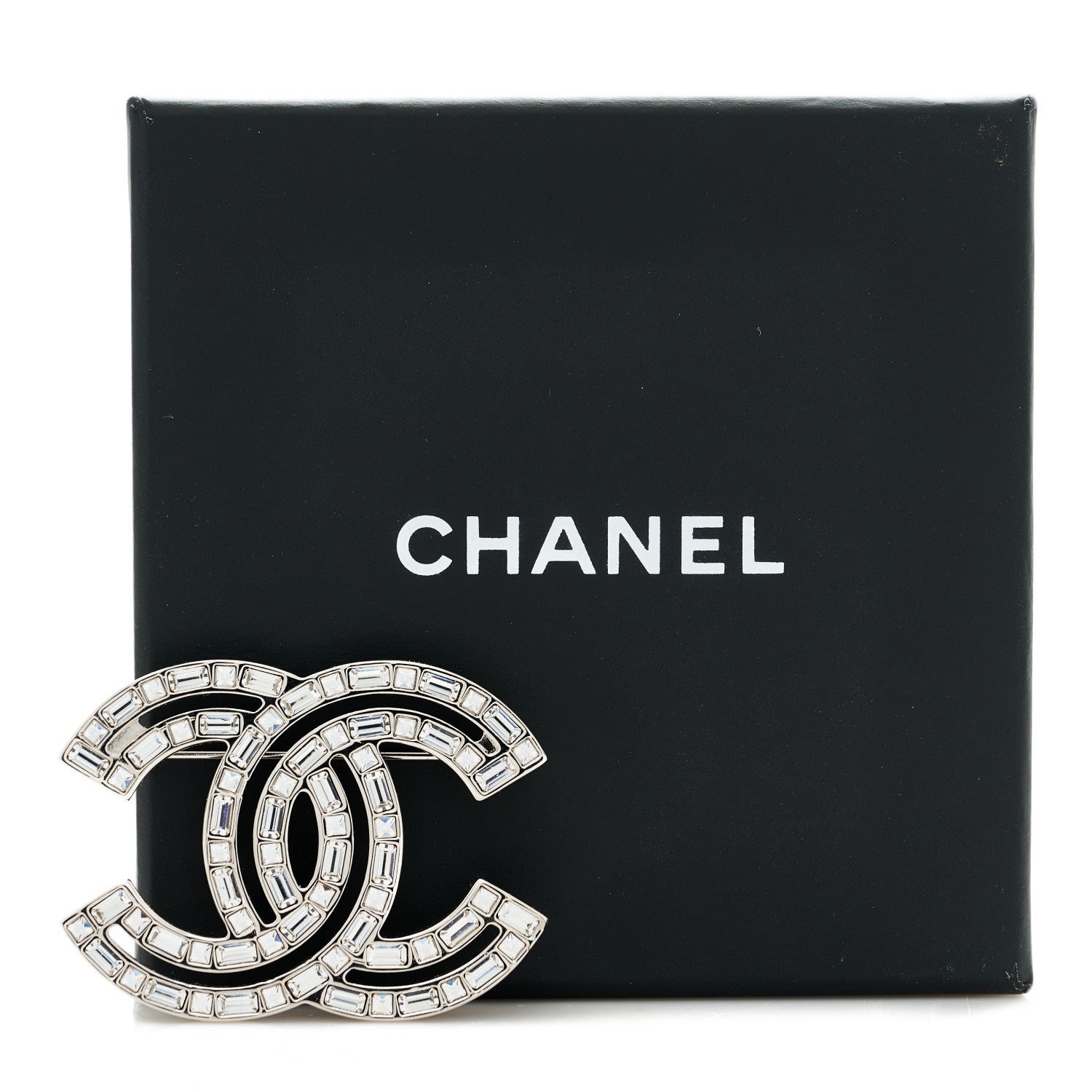 Chanel Baguette Crystal CC Brooch Silver 5 of 5