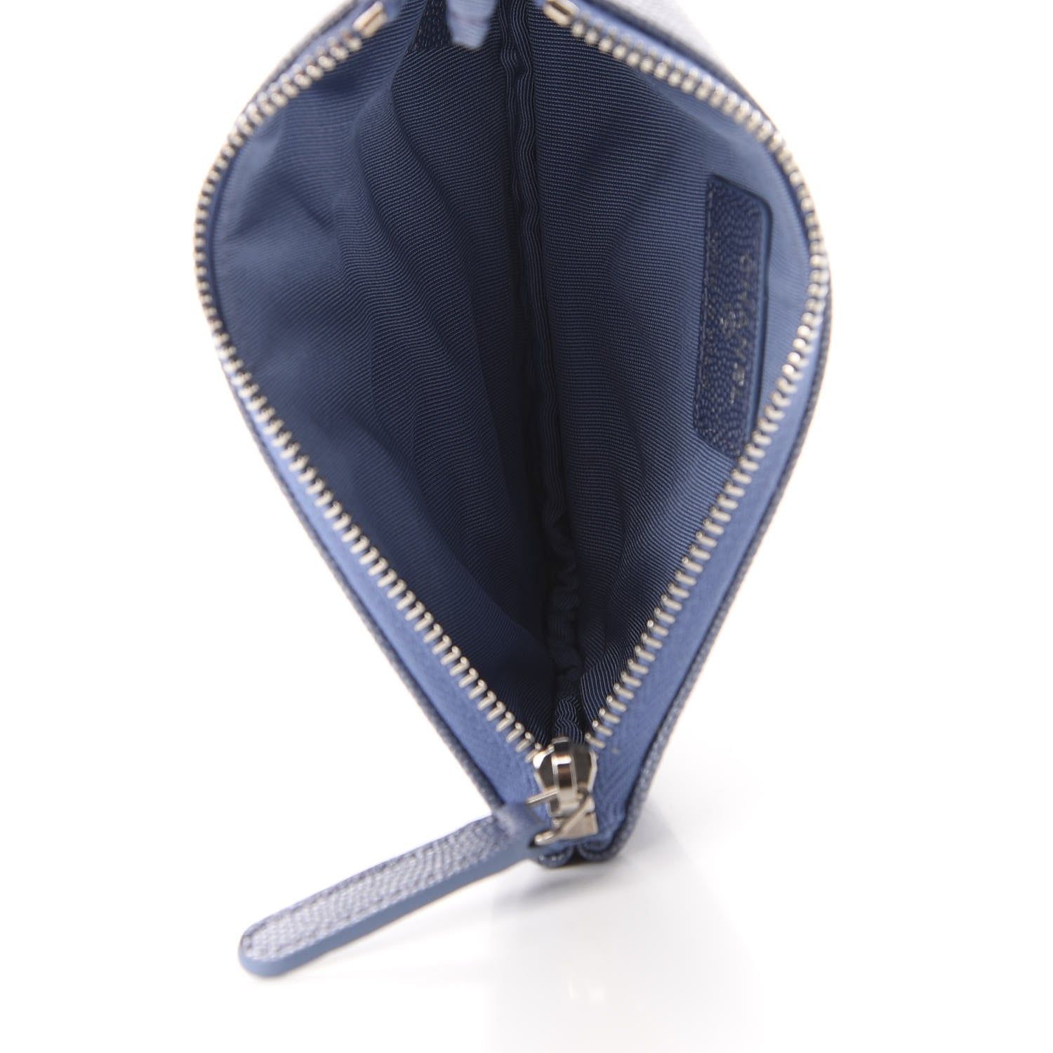 Chanel Metallic Caviar Chevron Quilted Small Vintage Mademoiselle Cosmetic Case Blue 5 of 8