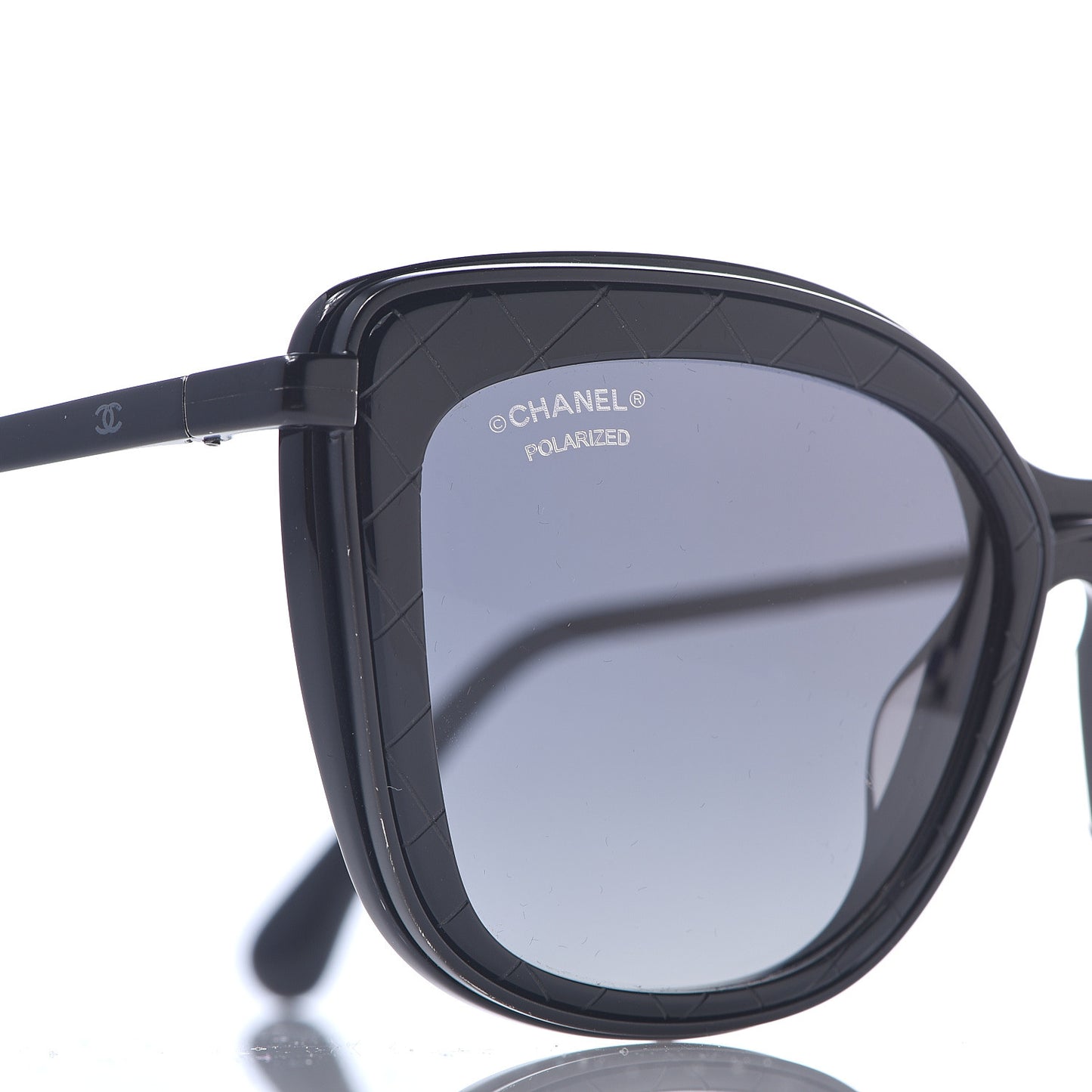 Acetate Polarized Quilted Metal Butterfly Sunglasses 4238-A Black