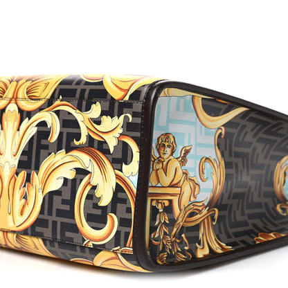 Fendi X VERSACE Calfskin Plexiglass Fendace FF Baroque Print Medium Fendi Sunshine Shopper Tote Gold Multicolor 10 of 10