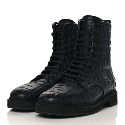 Fendi Nappa FF Embossed Womens Biker Boots 38 Black 3 of 8