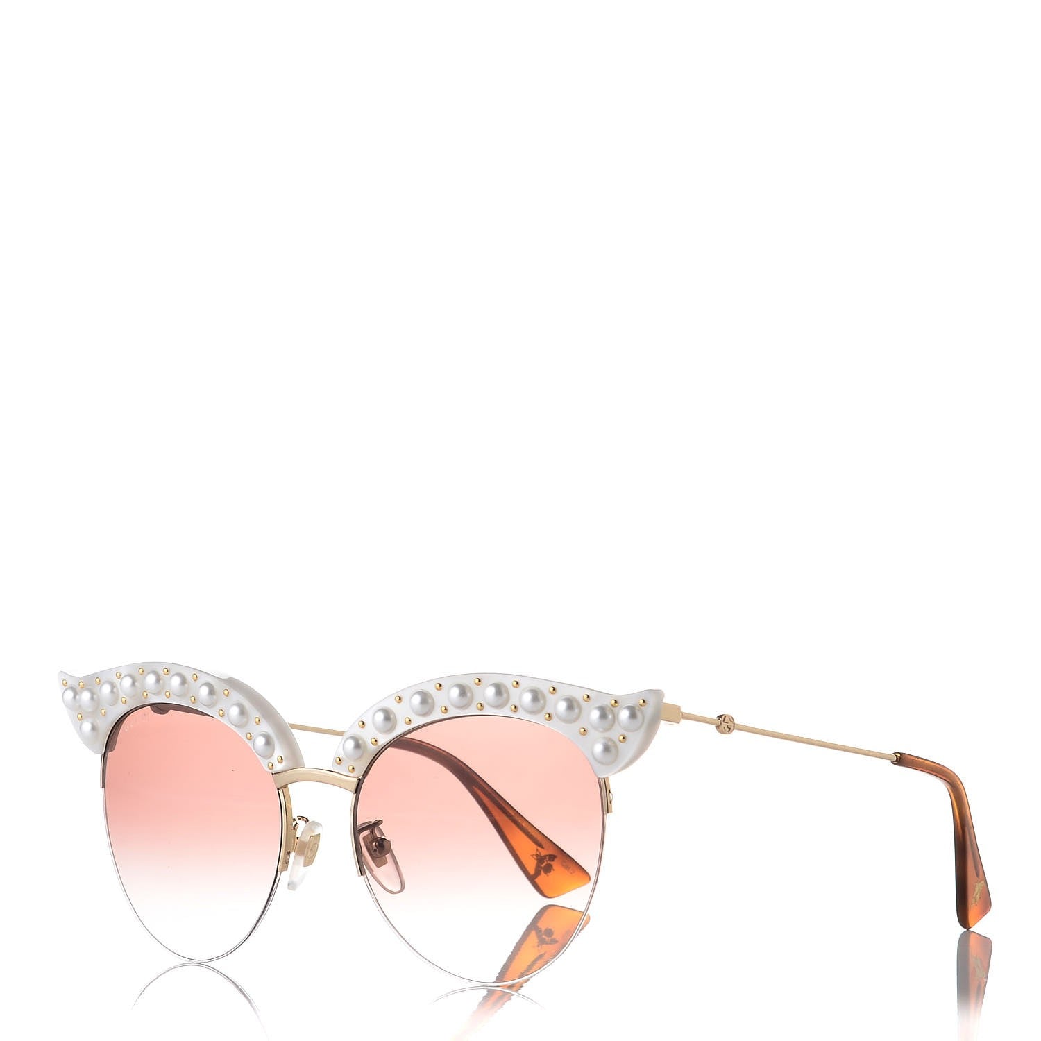Gucci Pearl Cat Eye Sunglasses GG0212S White 1 of 7