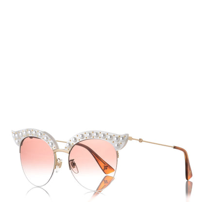 Gucci Pearl Cat Eye Sunglasses GG0212S White 1 of 7