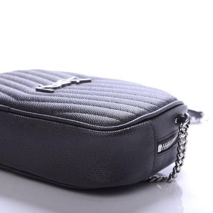 Saint Laurent Grain De Poudre Matelasse Monogram Mini Lou Camera Bag Dark Smog 9 of 9