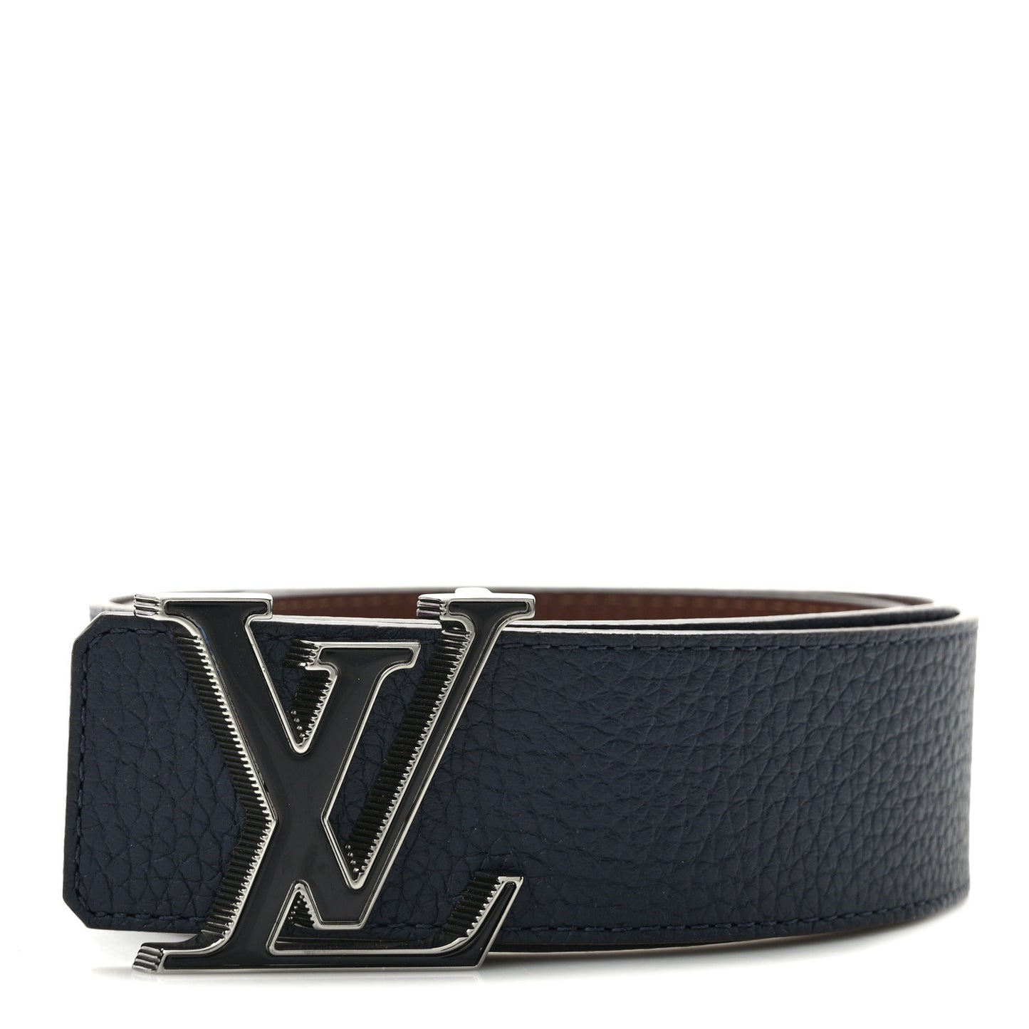 Taurillon LV Mens Tilt 40mm Reversible Belt 95 38 Navy Cognac
