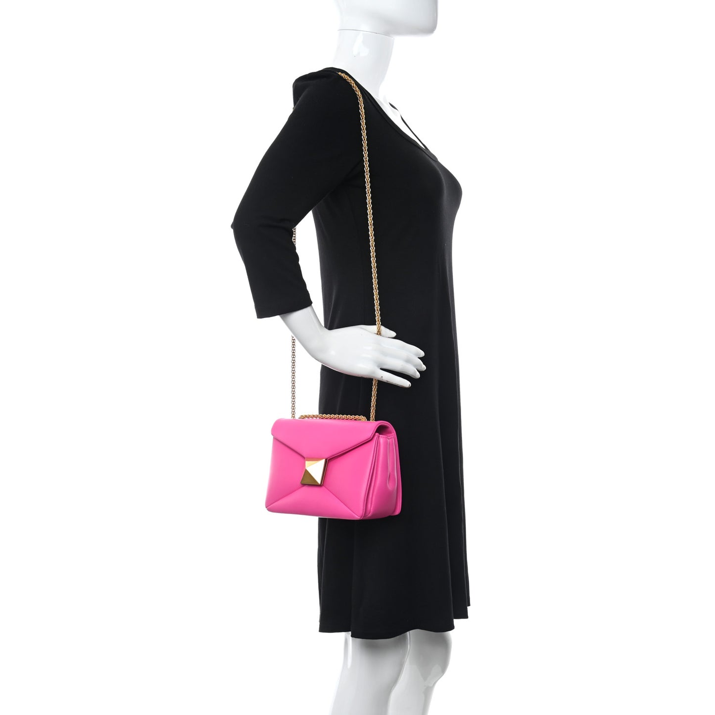 Nappa One Stud Chain Clutch Pink PP