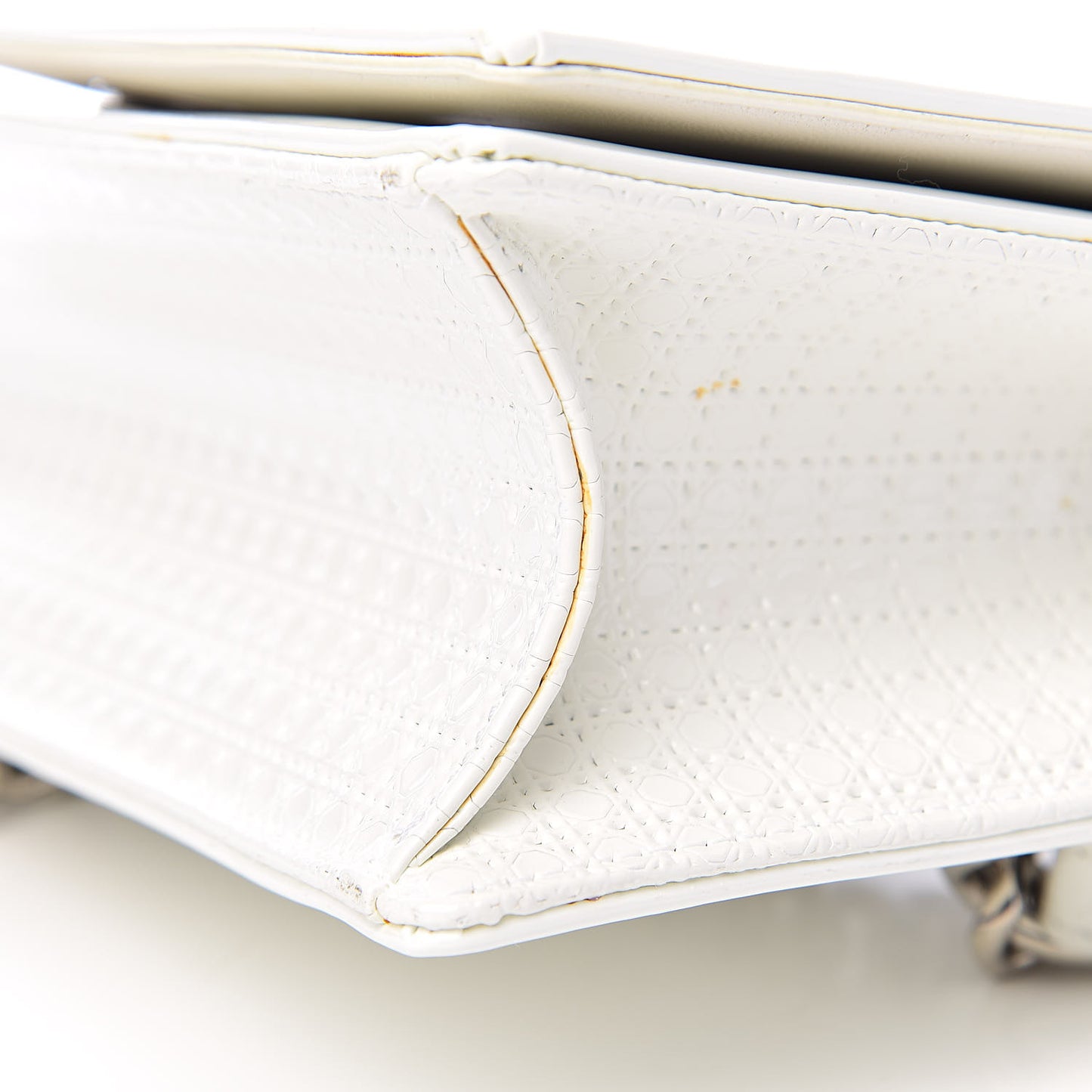 Patent Micro-Cannage Small Diorama Flap Bag White