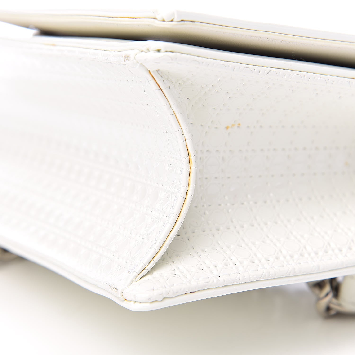 Christian Dior Patent Micro-Cannage Small Diorama Flap Bag White 10 of 13
