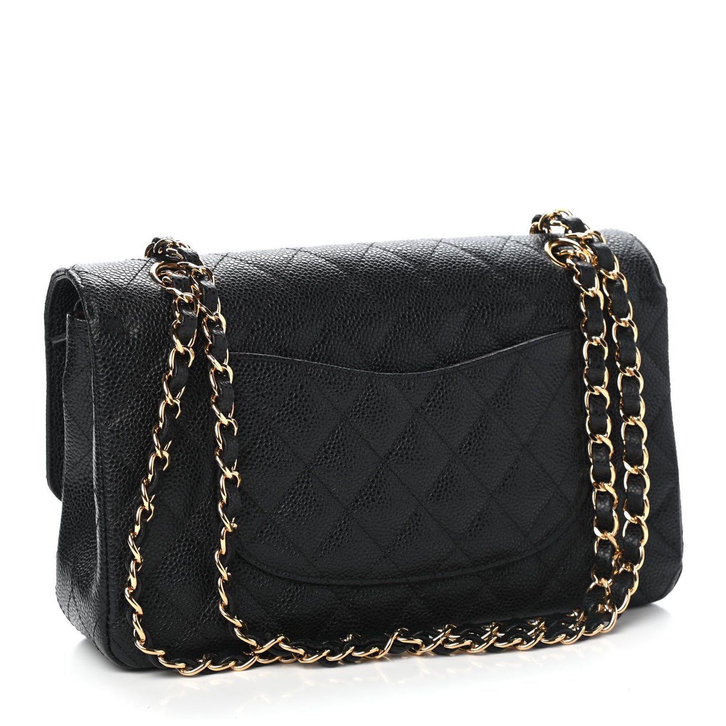 Caviar Quilted Medium Double Flap Black