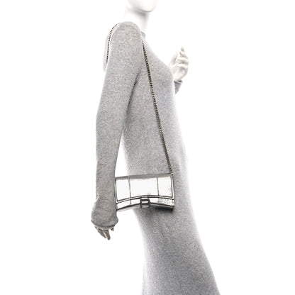 Balenciaga Shiny Calfskin Crocodile Embossed Hourglass Chain Bag Silver 2 of 11