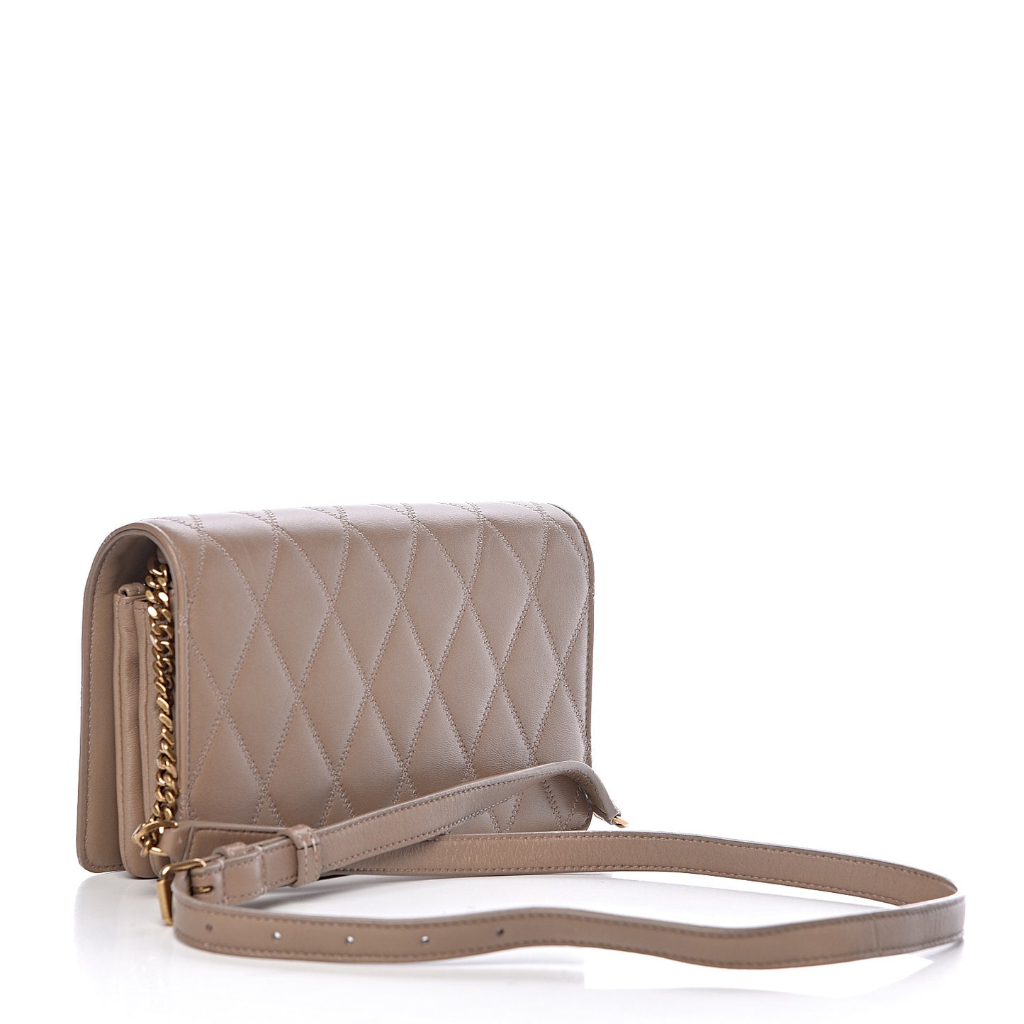 Lambskin Diamond Quilted Angie Chain Bag Dusty Grey