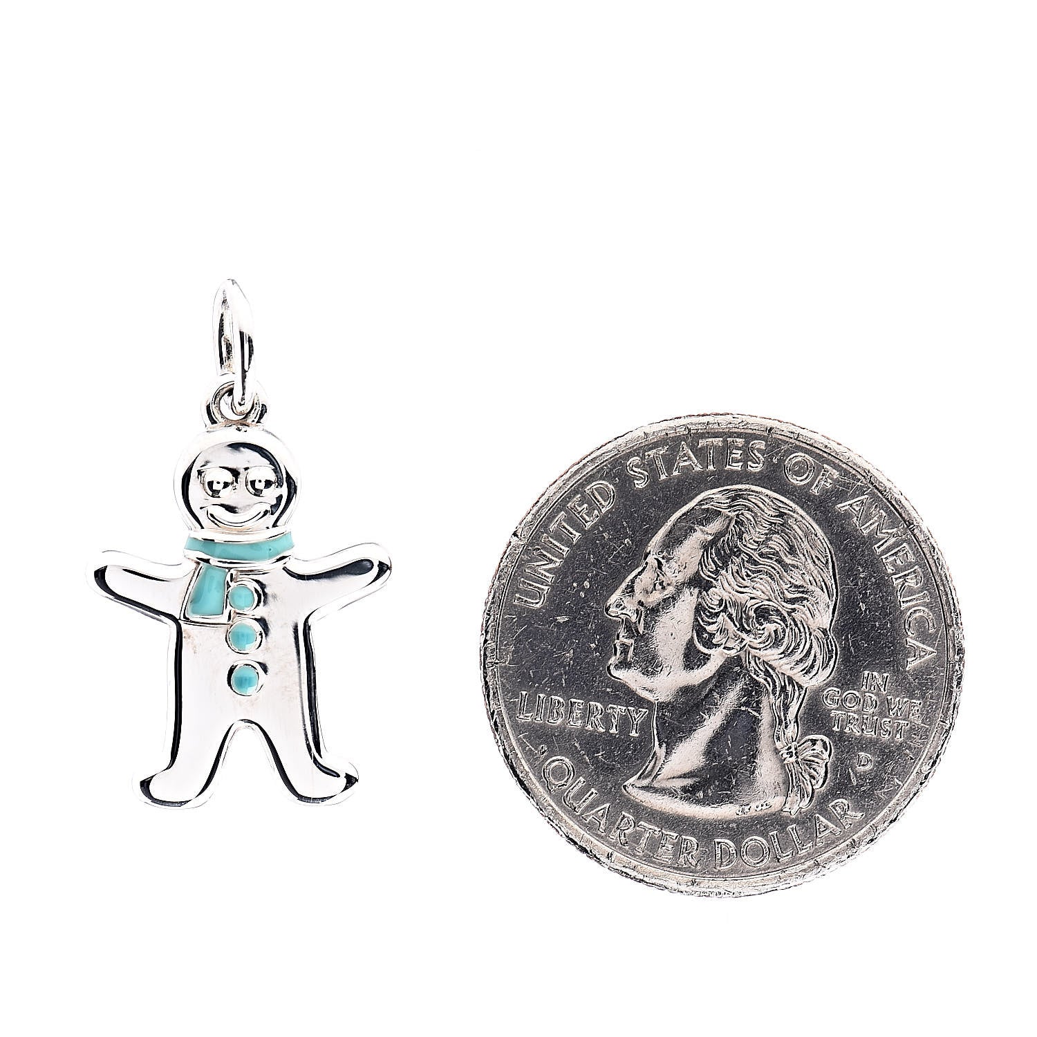 Tiffany Sterling Silver Enamel Gingerbread Man Charm Blue 2 of 4