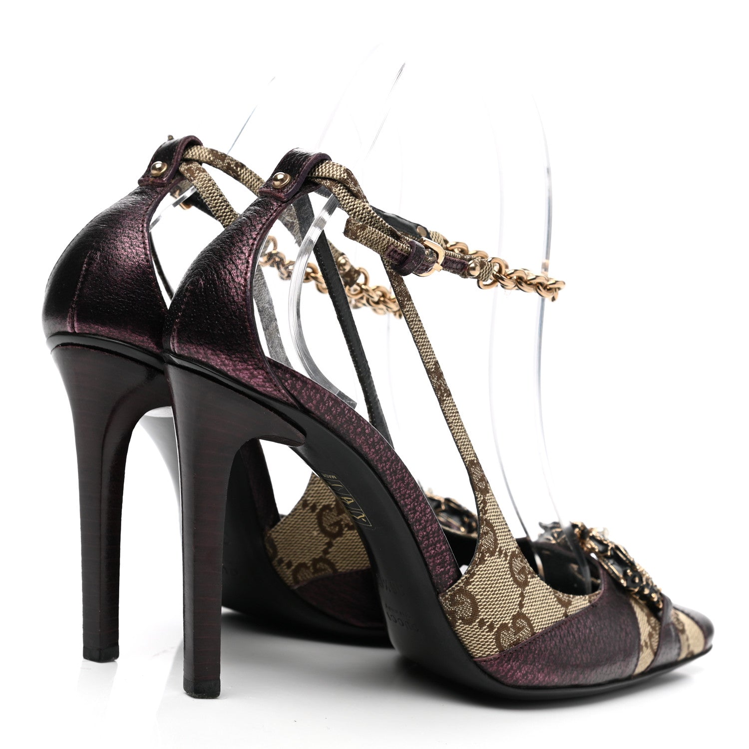 Gucci Monogram Textured Calfskin Tom Ford Dragon Sandals 36.5 Prugna Beige Ebony 4 of 9
