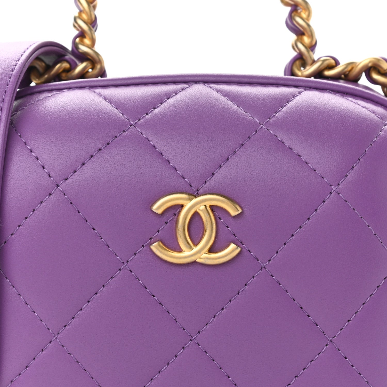 Chanel Lambskin Quilted Small CC Bubble Vanity Case Purple 10 of 10