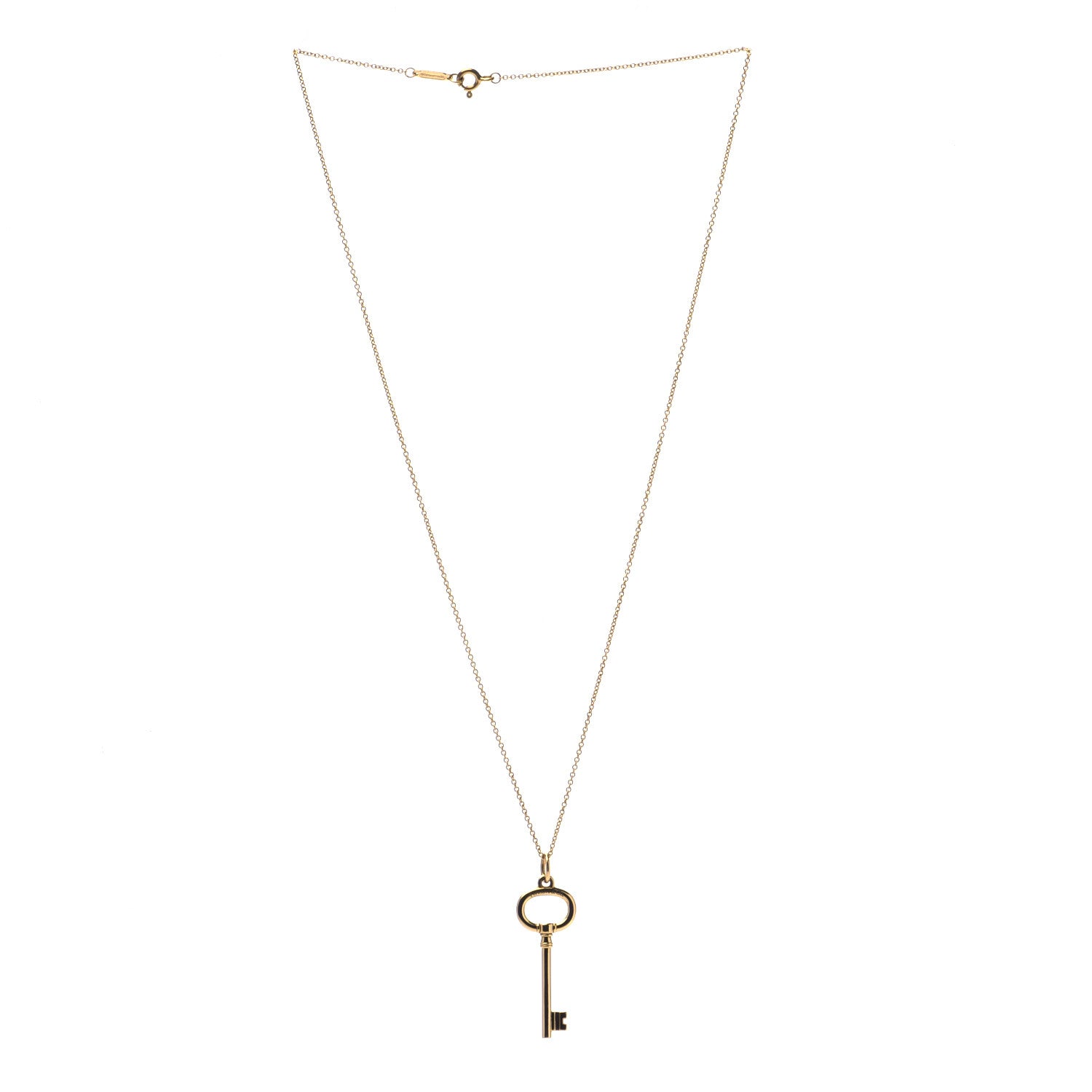 Tiffany 18K Yellow Gold Small Oval Key Pendant Necklace 3 of 7