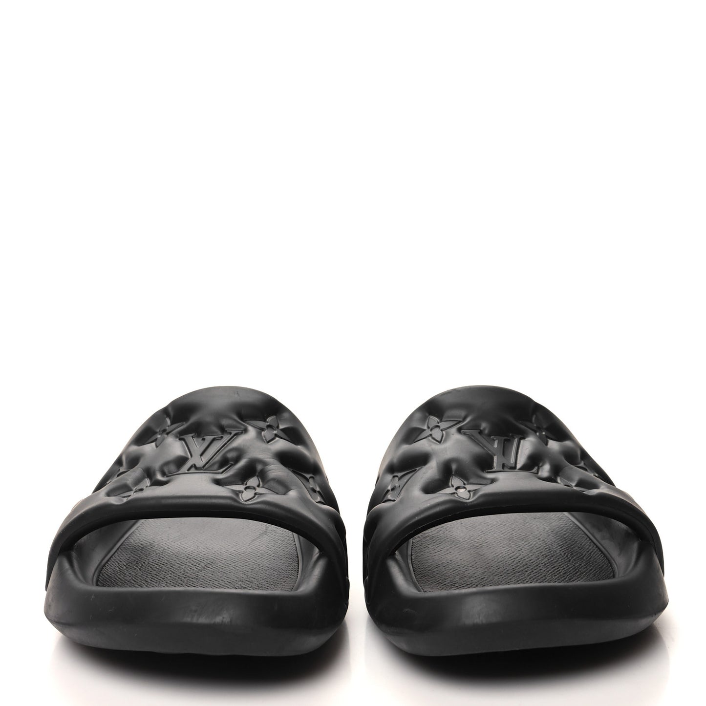 Rubber Embossed Monogram Mens Waterfront Mules 10 Black