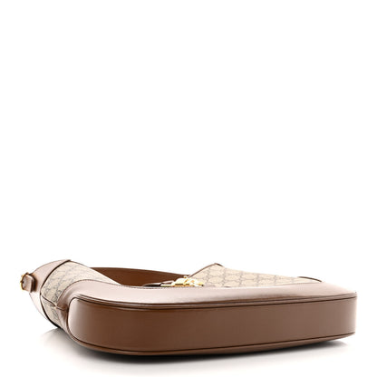 Gucci GG Supreme Monogram Azalea Calfskin Web Medium Jackie 1961 Hobo Beige Ebony Brown Sugar 4 of 9