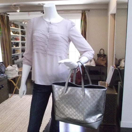 Guccissima Large Tote Silver