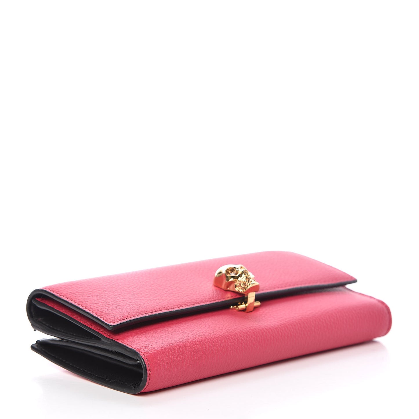 Calfskin Skull Continental Wallet Pink