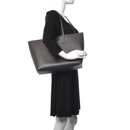 Tom Ford Grained Calfskin Small T Tote Grey 2 of 12