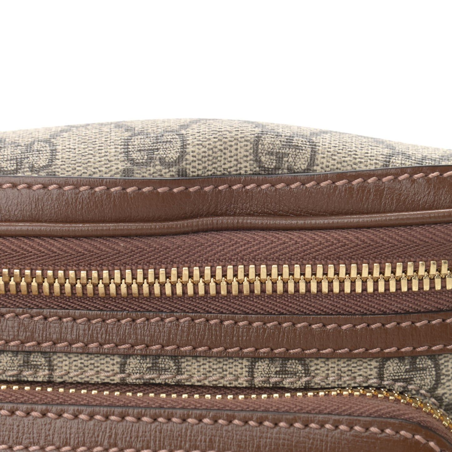 GG Supreme Monogram Textured Calfskin Retro Interlocking G Belt Bag Beige Ebony Brown Sugar