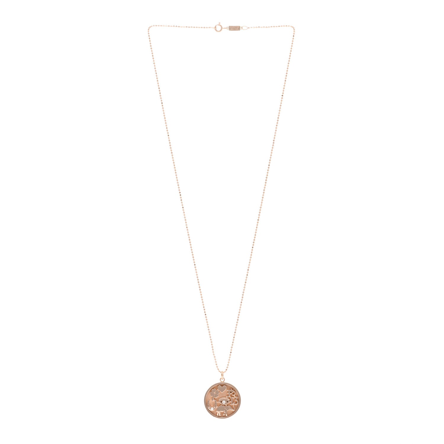 Jennifer Meyer 18K Rose Gold Diamond Good Luck Pendant Necklace 3 of 5