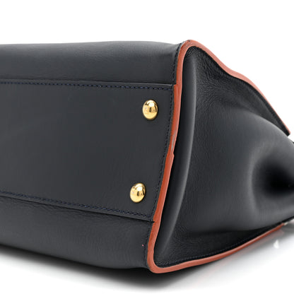 Fendi Vitello Seta Burro Medium Peekaboo Iconic Satchel Blue Notte Plaster 10 of 16