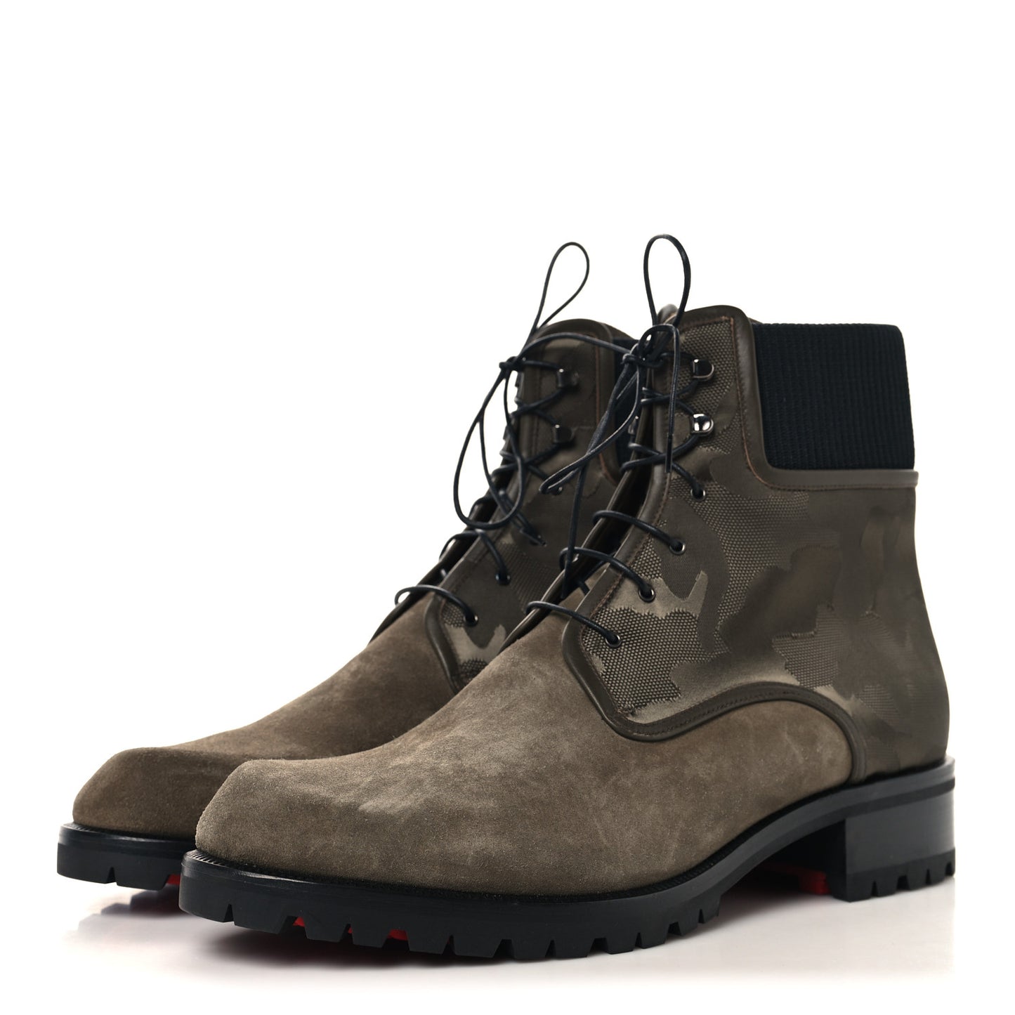 Suede Camouflage Mens Trapman Flat Boots 46 Khaki