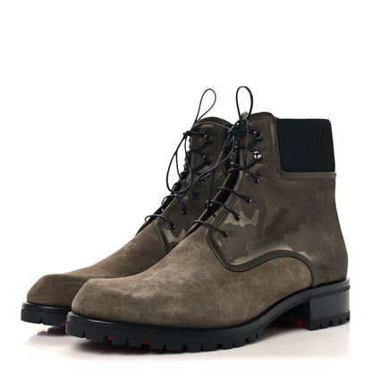 Christian Louboutin Suede Camouflage Mens Trapman Flat Boots 46 Khaki 4 of 8