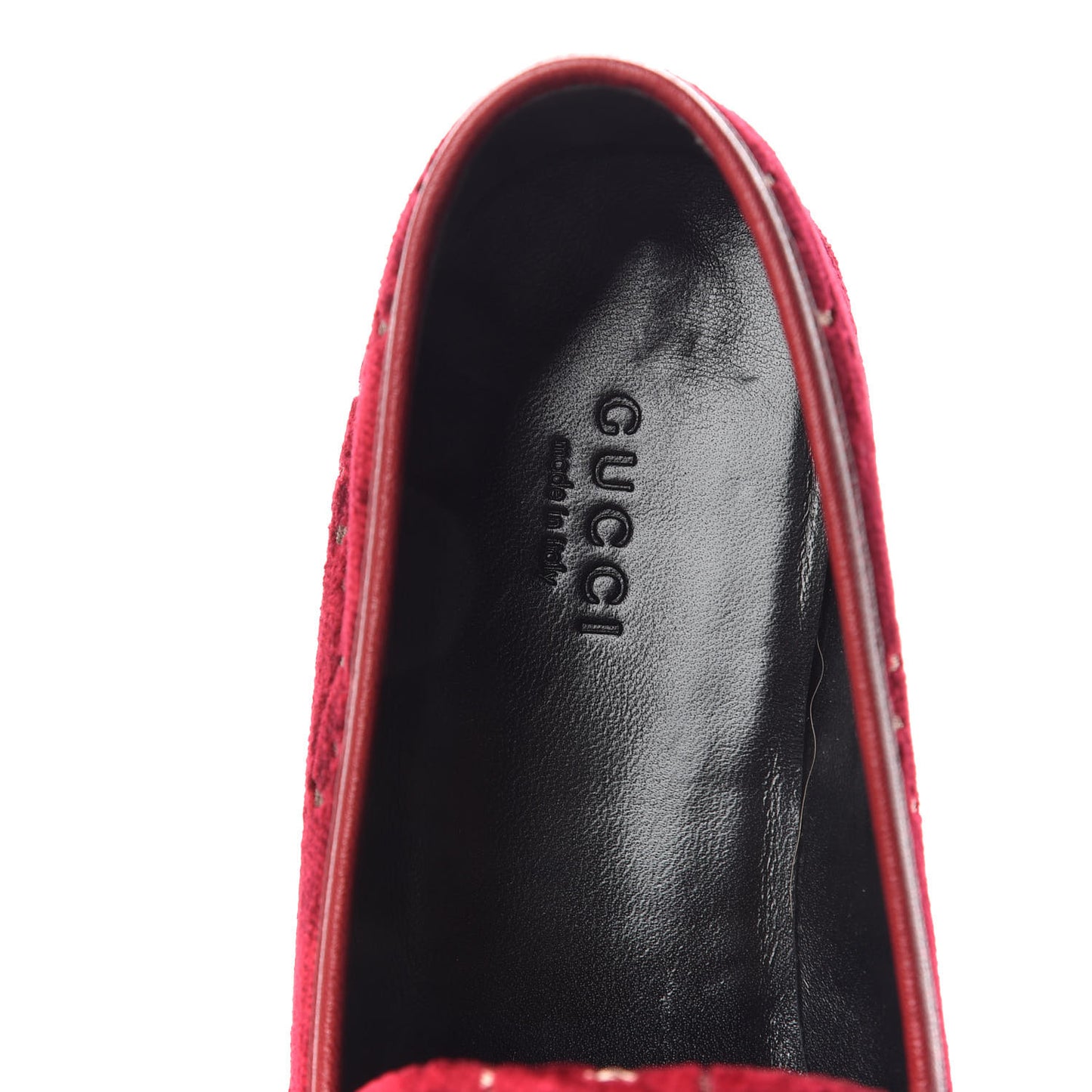 Velvet Malaga Kid GG Monogram Horsebit Womens Jordaan Loafers 38.5 Red Cipria Romantic Cerise
