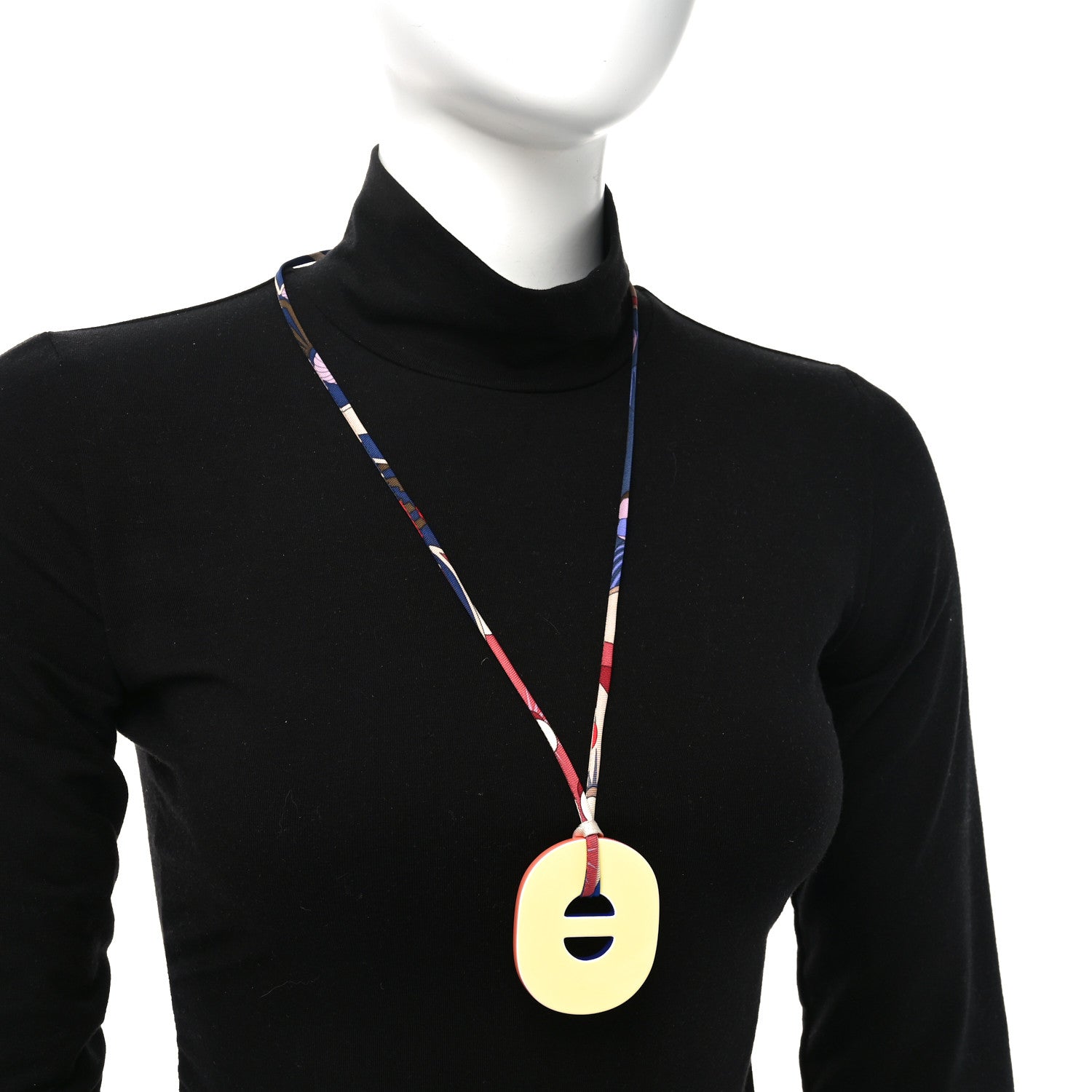 Hermes Lacquered Buffalo Horn Pendant Necklace Multicolor 4 of 8