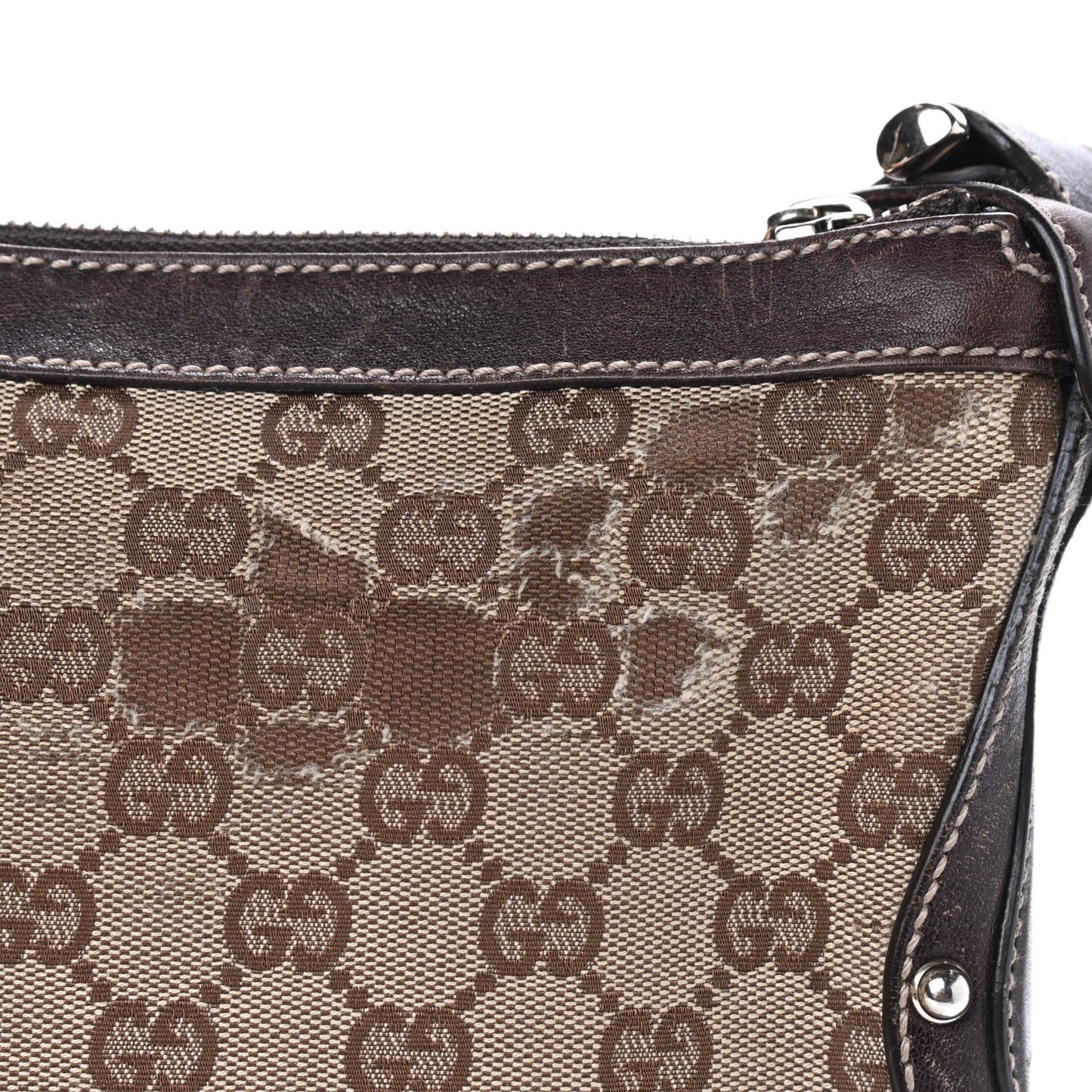 Monogram Web Studded Pelham Shoulder Bag Dark Brown