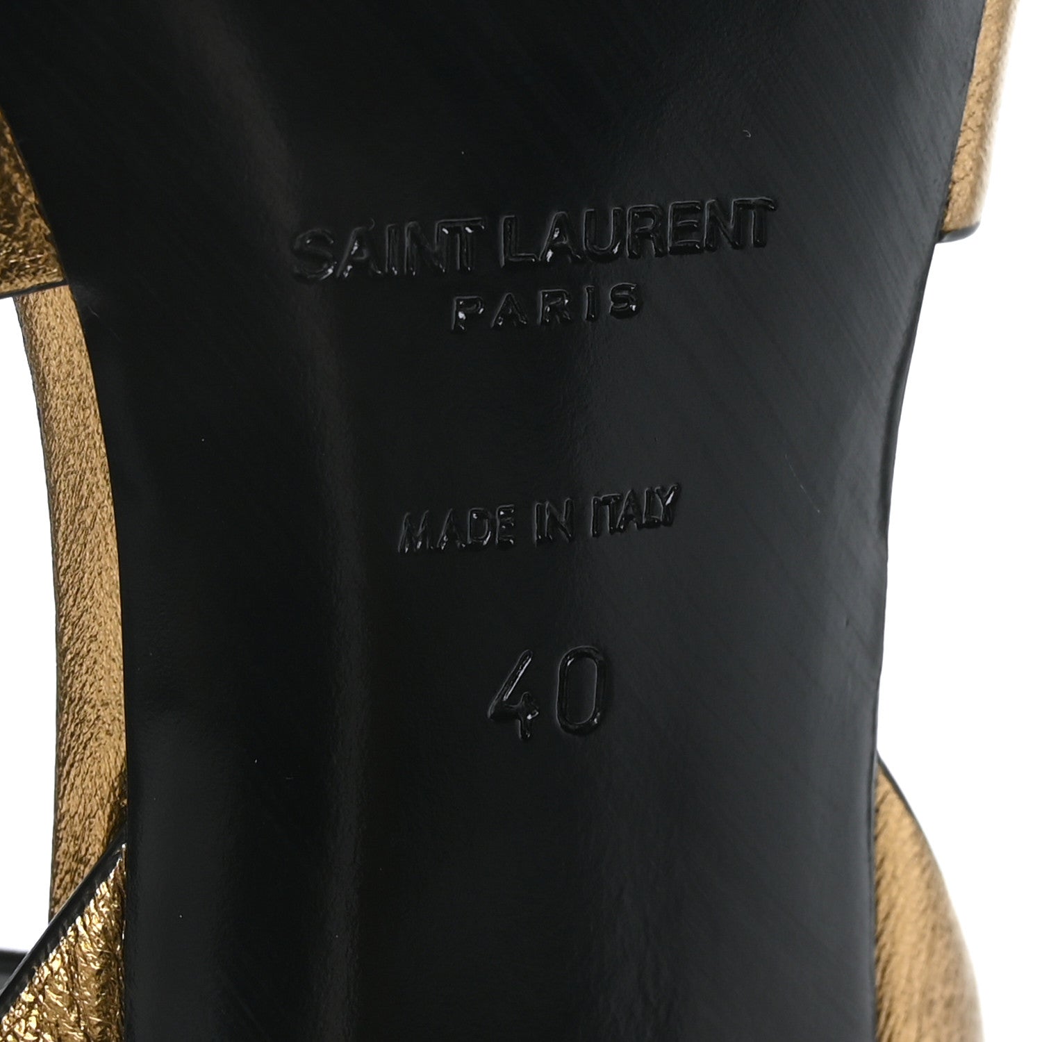 Saint Laurent Metallic Calfskin Tribute 105 Sandals 40 Dark Gold 7 of 7