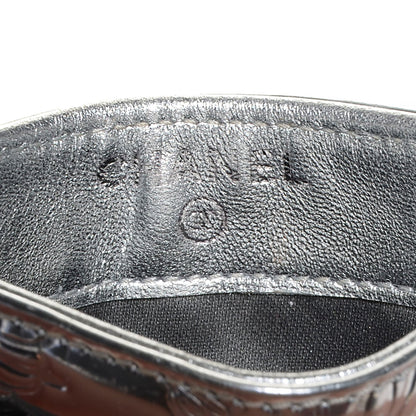 Chanel Patent Calfskin Lucky Symbols Card Holder Case Silver 6 of 8