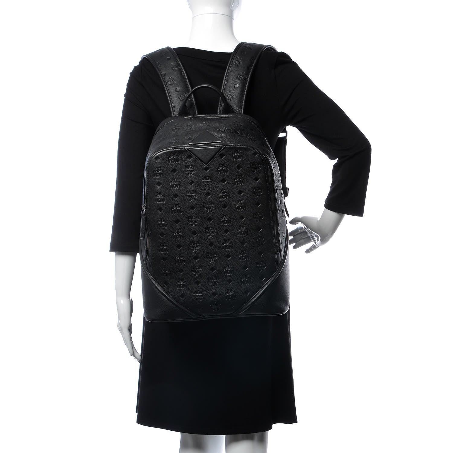 MCM Calfskin Ottomar Monogram Duke Backpack Black 2 of 9