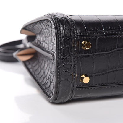 Alexander McQueen Calfskin Crocodile Embossed Mini Heroine 21 Black 8 of 10
